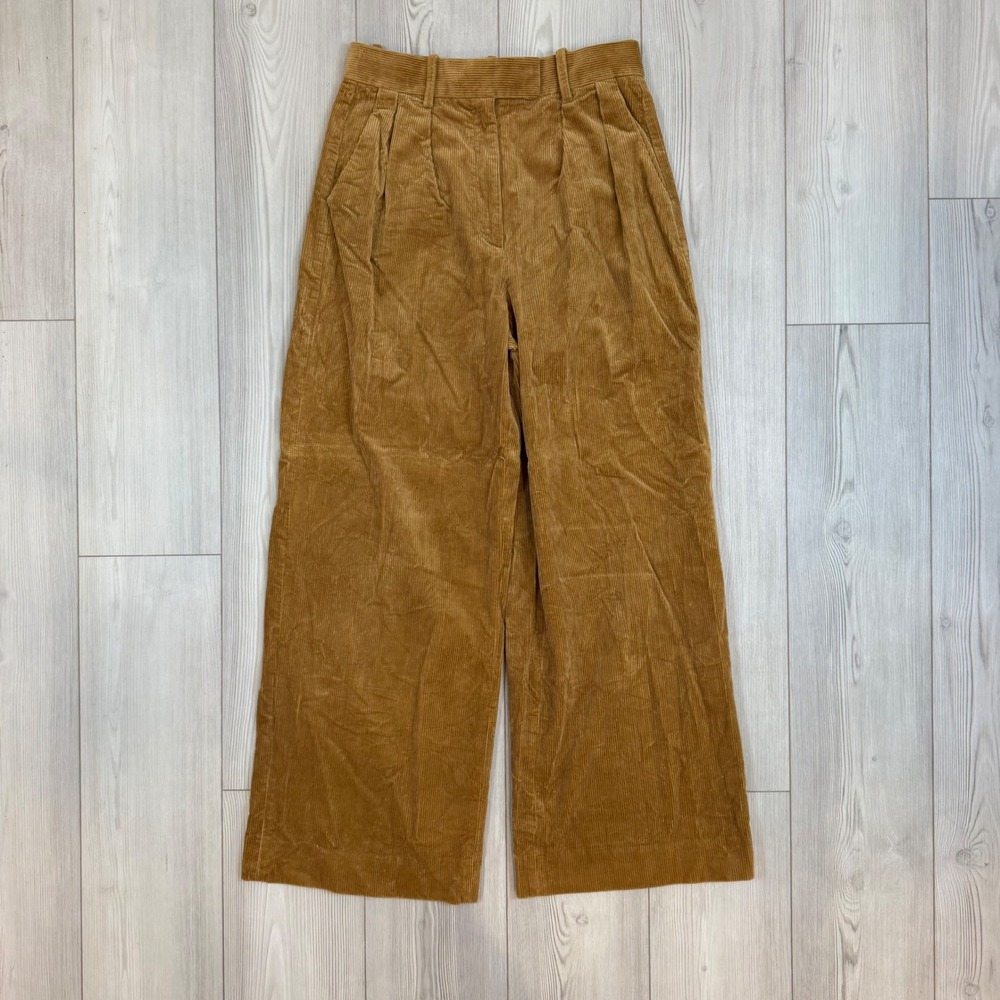 Banana Republic 8 Rivoli Relaxed Wide-Leg Corduroy Pants Brown Pleated 444895